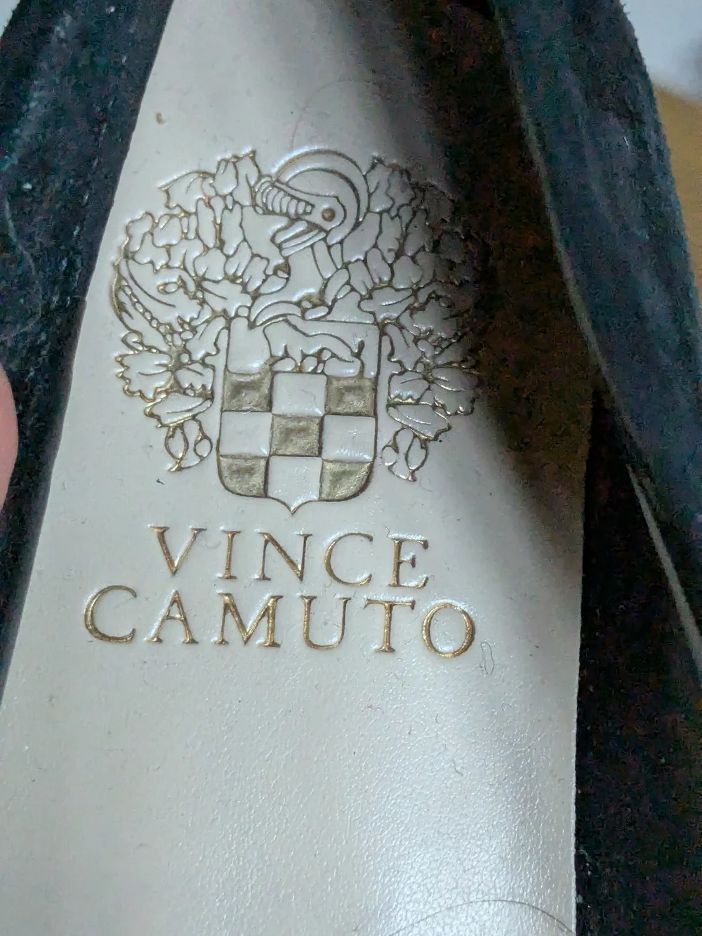 Vince Camuto Cenkanda Black Suede Loafers with Gold Buckle Size 6.5